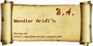 Wendler Arián névjegykártya